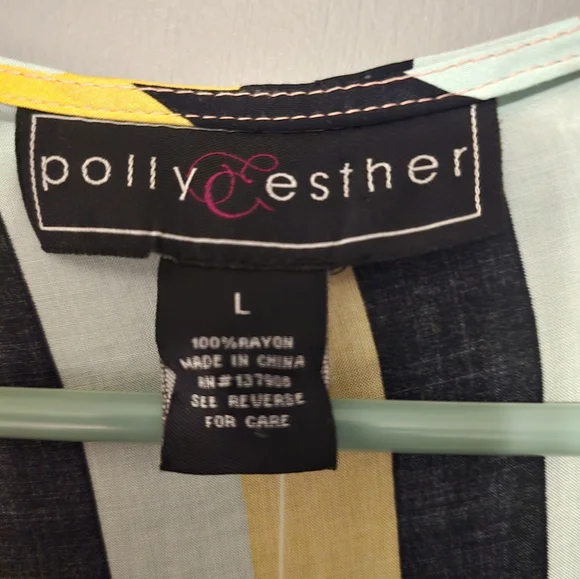 Polly and Esther multi-color striped flowy top with tie front detail. - Picture 4 of 5